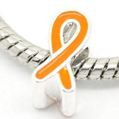 Orange Ribbon Awareness European Bead Compatible for Most European Snake Chain Bracelet