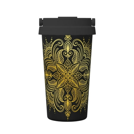 

Insulated Coffee Mug With Lid Classical Plant Golden Background Insulated Tumbler Stainless Steel Coffee Travel Mug With Lid Hot Beverage And Cold Vacuum Portable Thermal Cup Gifts