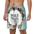 thumbnail image 2 of Uemuo World Travel Pattern Mens Swim Trunks Quick Dry Board Shorts with Mesh Lining, Stretch Beach Shorts Quick Dry No-Chafing Board Shorts-Large, 2 of 9