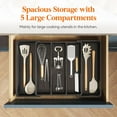 thumbnail image 2 of Utensil Organizer for Kitchen Drawers, Expandable Cooking Utensil Tray, Adjustable Cutlery Silverware Flatware Holder, Plastic Spatula Tools Storage Divider, 13-22 x 15", Black, 2 of 6