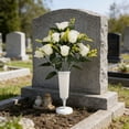 thumbnail image 6 of CuiLiyq Artificial Cemetery Flowers for Grave, Grave Decorations Roses, Memorial Flowers Bouquet with Vase for Grave Cemetery Decoration, 1 Bouquet, 6 of 7