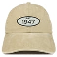 thumbnail image 1 of Trendy Apparel Shop Established 1947 Embroidered 71st Birthday Gift Pigment Dyed Washed Cotton Cap - Black, 1 of 2