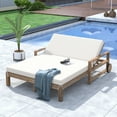 thumbnail image 2 of TREXM 1-Piece Farmhouse-styled Wooden Outdoor Sunbed for Ultimate Relaxation Outdoor Daybed Seating 2 People for Poolside, Garden and Backyard (Beige), 2 of 9