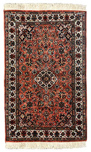 Coral-Reef Handloom Carpet from Kashmir with Knotted Flowers Pure Silk on Cotton 324 Knots per S
