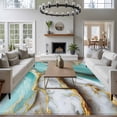 thumbnail image 5 of Turquoise Marble Area Rug 5x7 Washable Rug Non Slip Modern Abstract Gold Stripes Art Large Area Rug Soft Stainresistant Indoor Floor Carpet for Living Room Bedroom Home Office Dining Room Nursery, 5 of 7