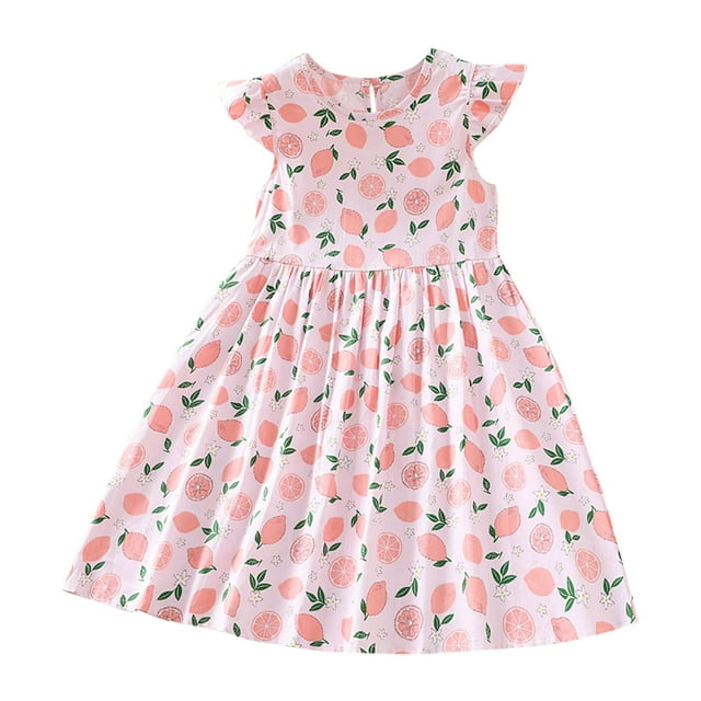 Jgppe Girls' Spring Summer Dresses Ruffle Breathable Sleeveless Cute Prinetd Cotton Dress Playwear 3-10 Years