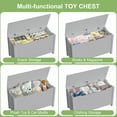 thumbnail image 3 of Wooden Toy Box Organizer for Kids Boys Girls, Flip-top Storage Chest with 2 Safety Hinges, Entryway Shoe Bench for Bedroom Living Room, Gray, 3 of 7