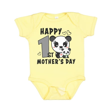 

Inktastic Happy First Mothers Day with Panda Bears Gift Baby Boy or Baby Girl Bodysuit