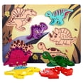 thumbnail image 3 of Rompecabezas de madera con animales Montessori, juguetes educativos para niños de 2 a 4 años Mundo de los dinosaurios, 3 of 8