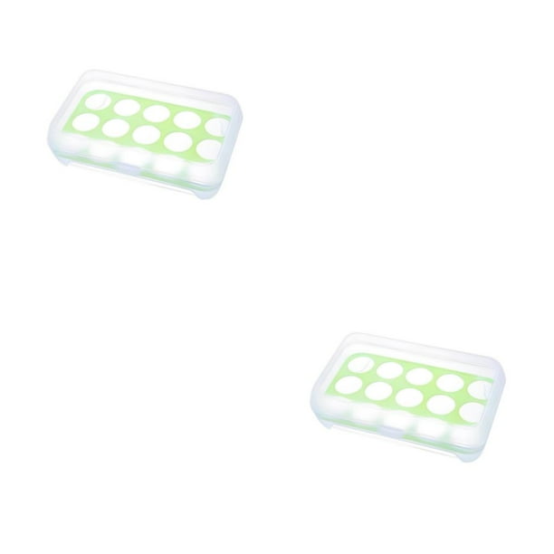 Caja de almacenamiento de huevos Ounissouiy 15 rejillas plástico Verde 2Conjunto