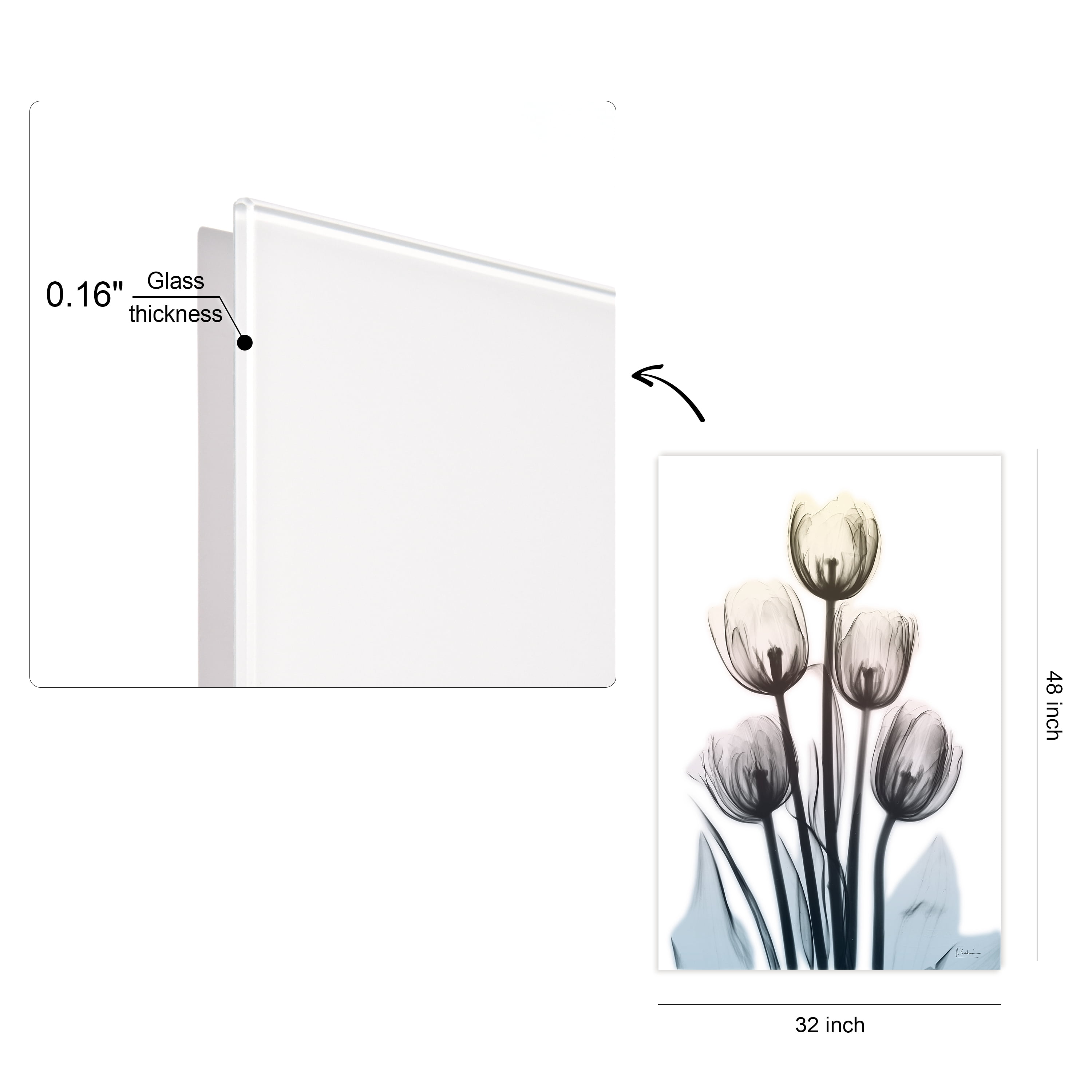 Springing Tulips Frameless Free Floating 32 in x 48 in Painting Art Prints, by Empire Art