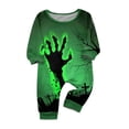 thumbnail image 5 of HTHLVMD Zombie Hand Print Pajamas, Family Matching Sleep Set, Halloween Green Zombie Hand Graveyard Family Matching Pajamas Set, Long Sleeve Crew Neck 2pcs Holiday Loungewear, 12 Months, 5 of 5