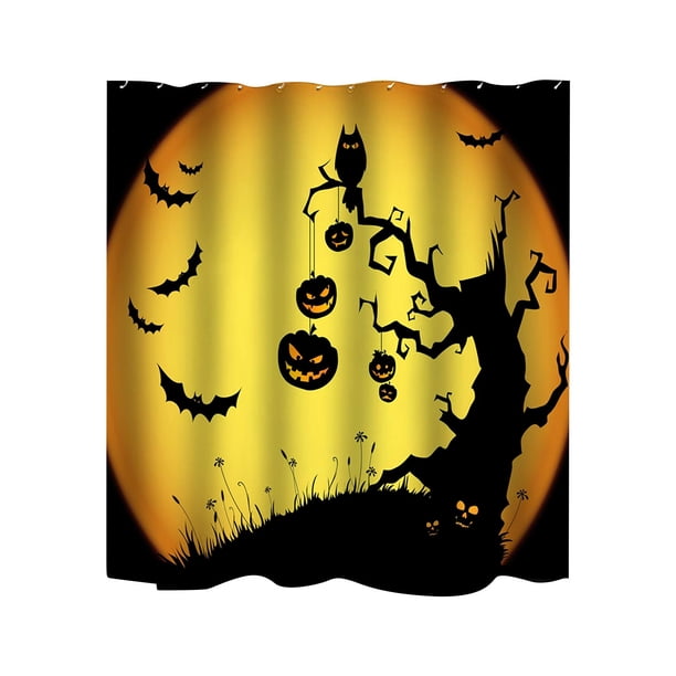 Cortina de Ducha con Estampado Digital de Halloween, Cortina de Baño