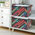 thumbnail image 2 of Yayeee Foldable Storage Basket for Shelves with Handles Waterproof Cloth Bins, Blue Abstract Lines, 2 of 7