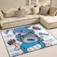 thumbnail image 3 of SKYSONIC Area Rug Pad Funny Whale Shark and Dolphin Nursery Rugs Floor Mat for Kids Playing Room Living Room Bedroom, 63 x 48 inch, 3 of 6