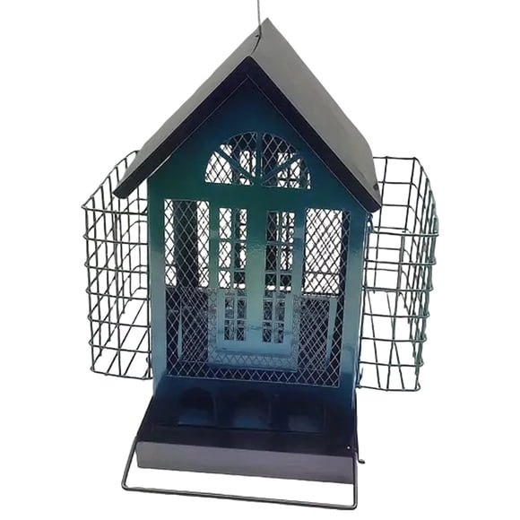 B Metal Hanging Bird Feeder For Outdoor Garden Decoration Durable Rust Proof Design To Attract Wild Birds 10.63 Inches Height