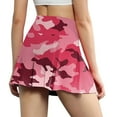 thumbnail image 4 of Women's Athletic Stretchy Pleated Tennis Skirts with Inner Shorts for Running Yoga Golf, Camouflage Print for Casual Sport Wear, Lightweight and Quick-Dry,Hot Pink,Size S, 4 of 4