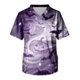 thumbnail image 4 of Domuza Halloween Themed Scrub Shirts for Men Skull Graphics Casual Short Sleeve V Neck T Shirts Fashion Comfort Funny Medical Top with 3 Pocket Black L, 4 of 6