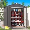 thumbnail image 2 of YODOLLA 6 x 4 ft. Outdoor Metal Storage Shed with Sliding Roof & Lockable Door for Backyard, Garden in Dark Gray, 2 of 7