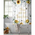 thumbnail image 2 of Split Shower Curtain for Transfer Bench, Sunflower Fabric Shower Curtains for Bathroom, Summer Botanical Green Eucalyptus Leaves Tub Sliding Transfer Bench Waterproof Bath Curtains 72"x84", 2 of 9
