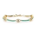 thumbnail image 2 of Turquoise Bracelet, Genuine stones, CZ Diamond Evil Eye Bracelet, Small Lucky Eye Charm, Rose, White, yellow gold plated by PINKCITYSHOPSTORE, 2 of 4