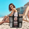 thumbnail image 4 of Beach Bag - Large Tote Bag ,Women's Tote Bag with Removable Pouch,Mesh Storage Tote Bag, Beach Bag, 8 Pockets Shopping Bag, 4 of 6
