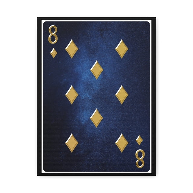 Eight Of Diamonds Space Background Playing Card Canvas Wall Art for Home Decor Ready-to-Hang
