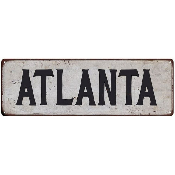 ATLANTA Vintage Look Rustic Metal City State Sign 6 x 18 High Gloss Metal 206180041100