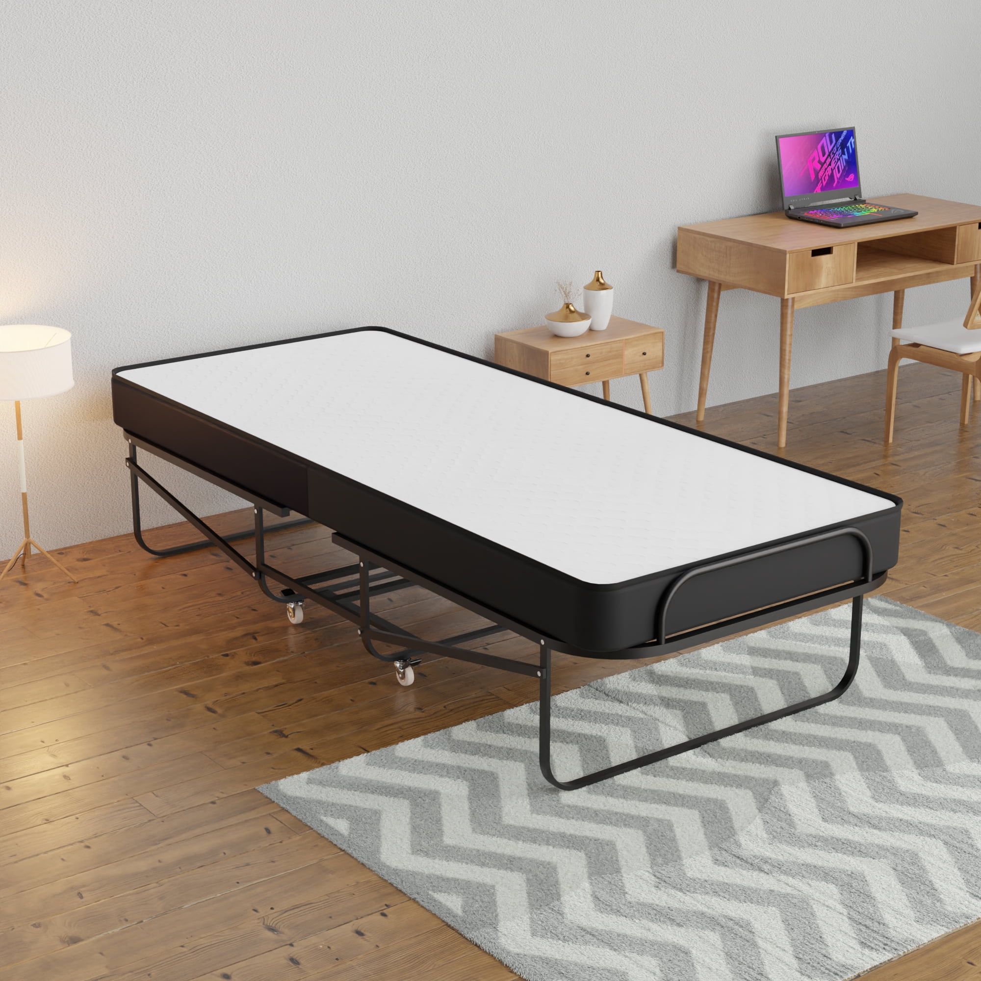 Continental Sleep, 16″ High Folding Guest Bed with 5″ Memory Foam Mattress, Sturdy Metal Frame, Easy Access for Seniors, Underbed Storage, Comfortable Rollaway Bed for Guests, 30″ Wide