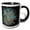 Black/White, variant on 3drose, Pretty Light Blue Art Deco Floral on a Grunge Brown Background, 11oz Mug