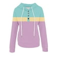 thumbnail image 6 of Lenpel Hoodies for Women Casual Long Sleeve Quarter Button Color Block Pullover Sweatshirts Fall Winter Fashion Tops(Mint Green,Small), 6 of 6