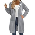 thumbnail image 5 of BOBOGOJP Women's Zip Up Hoodies Long Sleeve Long Tunic Sweatshirts Oversized Fleece Casual 2025 Fall Jacket Coat with Pocket Gray for Size XXL, 5 of 8