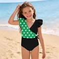 thumbnail image 6 of Busydd Girls One Piece Swimsuits with Built in Bra 7-16 Years Trendy Ruffle V Neck Girls' Swimwear Summer Beach Polka Dot Bathing Suit 15-16 Years, 6 of 8