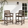 thumbnail image 2 of FUNDAZE Outdoor Bar Height Chair Set of 2, HDPE Weather Resistant Patio Stools with Wide Seat, Ergonomic Back, Armrest & Footrest, Tall Bar Chair for Garden, Poolside, Balcony, Brown, 2 of 6