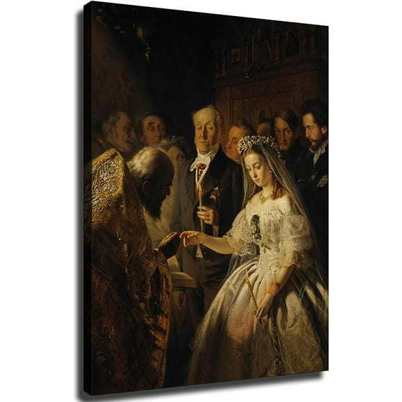 The Unequal Marriage by Vasili Pukirev Canvas Wall Decor Art Painting Prints on Modern Posters Prints Artwork for Living Room, Bathroom,Bedroom