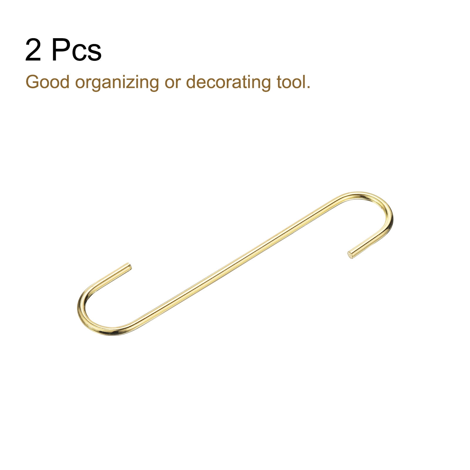Unique Bargains S Hanging Hooks Extra Long Steel Hanger Gold Tone 8inch/200mm