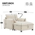 thumbnail image 2 of 38" Accent Chair with Storage Ottoman, Single Sofa with USB Charger and Phone Holder, Wide Seat Chaise Lounge for Living Room&Apartment,Beige, 2 of 13