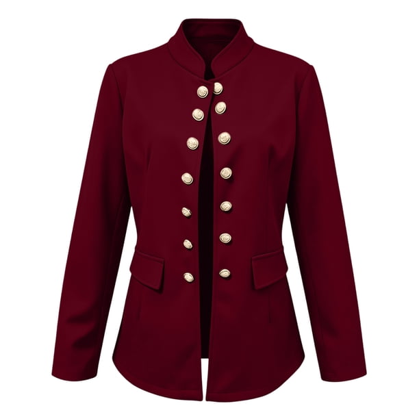 Cheytotty Double Breasted Blazer Women, Winter Stand Collar Wool