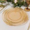 thumbnail image 1 of YOPTOP 10 Pack | Clear/Gold Baroque 8” Round Plastic Dessert Salad Plates  Disposable Tableware with Leaf Embossed Gold Rim,vintagetransparentgold,10", 1 of 10