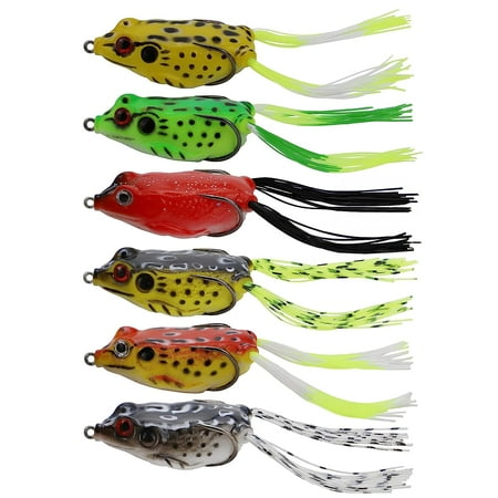 Holzlrgus Frog Lure Bass Fishing Frogs 6Pcs Topwater Fishing Frog Lures Hollow Body Weedless Soft Swimbaits