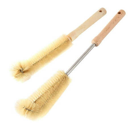 

Ekeka New Arrivals 2pcs L Shaped Ergonomic Wooden Handle Cleaning Tool Easy Clean Bottle Brush Set