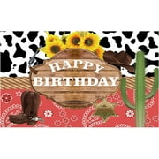 Western Theme Birthday Backdrop Wild West Rodeo Cowboy Cowgirl Photography Background Cactus Sunflower Rustic Wood Kids Party Invitation Decoration Cake Table Banner Photobooth