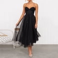 thumbnail image 3 of Vestido de noche sexy de malla con tirantes para mujer - Vestido de fiesta formal con cintura alta - Estilo europeo americano, 3 of 7