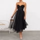 thumbnail image 3 of Vestido de noche sexy de malla con tirantes para mujer - Vestido de fiesta formal con cintura alta - Estilo europeo americano, 3 of 7