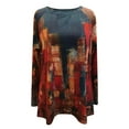 thumbnail image 3 of Pntutb Womens O-Neck Print Loose Casual Fashion Long Sleeve T-Shirt Blouse Tops, 3 of 6