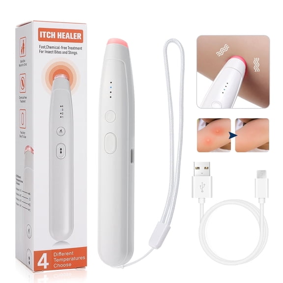 ROMYSE Rechargeable Bug Bite Itch Relief Pen,Portable Bug Bite Itch Relief Suction Tool, Small Size Poison Remover for Insect Bite,White