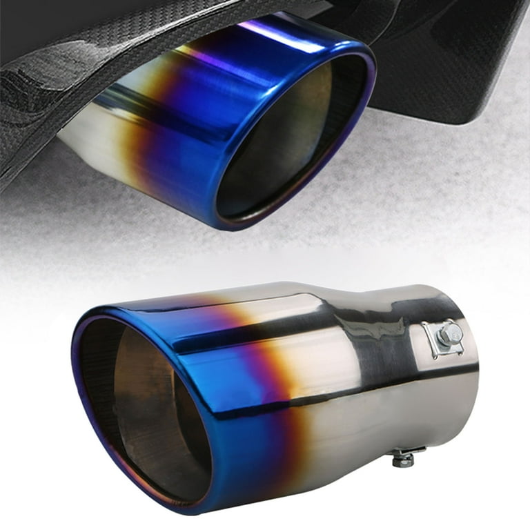 BASSTOP Car Burnt Blue Muffler Tip Exhaust Pipe Tail Titanium Stainless  Steel Car Rear 