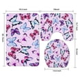 thumbnail image 3 of Pink Butterfly Pattern Bathroom Rugs Sets 3 Piece,Toilet Cover Set,Absorbent Non Slip Bathroom Mats Sets with U-Shaped Contour Rug Toilet Rug Set, 3 of 5