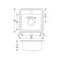 thumbnail image 2 of WellsSinkware 22 Guage Stainless Steel Rectangular Single Bowl Topmount Kitchen Bar Sink Package CMT1515-6-1-Stainless Steel Kitchen Sink With AccessoriesGreat RV,Home office, 2 of 3