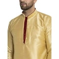 thumbnail image 4 of eloria Solid Dupion Silk Indian Stylish Traditional Men's Kurta With Dhoti Dress Party Wear Set, 4 of 6
